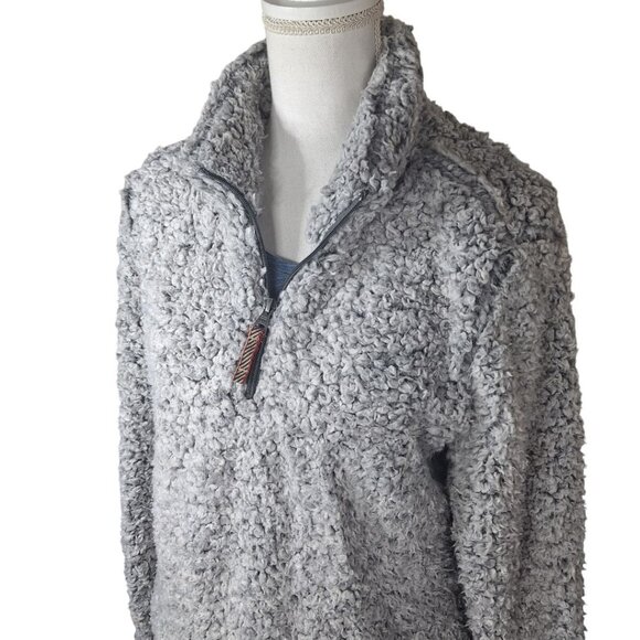 Weatherproof Vintage Pullover Sherpa Fluffy Warm Womens Large Gray Pockets - Picture 1 of 8